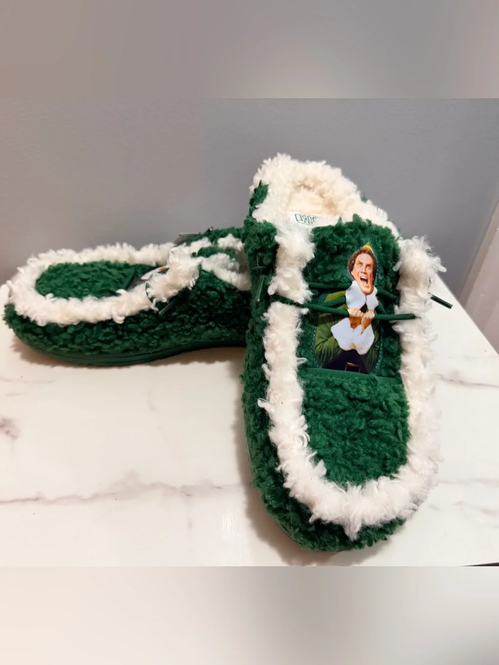 Hey dude men’s Wally mules Green Faux-Fur Holiday Slip-On Slippers
